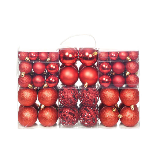 100 Piece Christmas Ball Set 1.2"/1.6"/2.4" Red