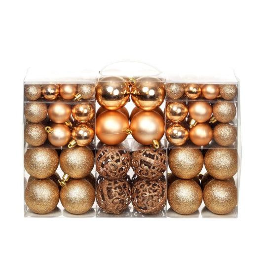 100 Piece Christmas Ball Set 1.2"/1.6"/2.4" Rose/Gold